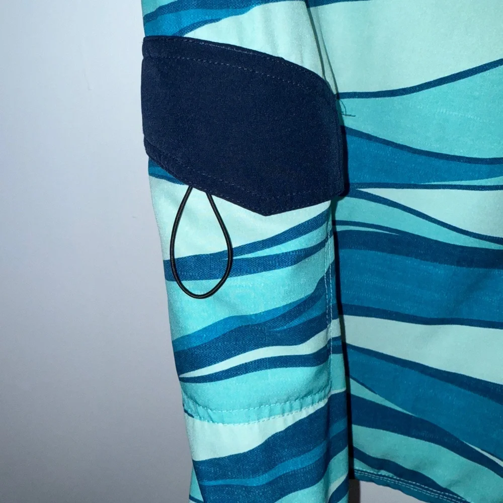 Ron Jon Surf Shop Men’s Board Shorts Swim Trunks Blue Teal Wave Print Sz 38